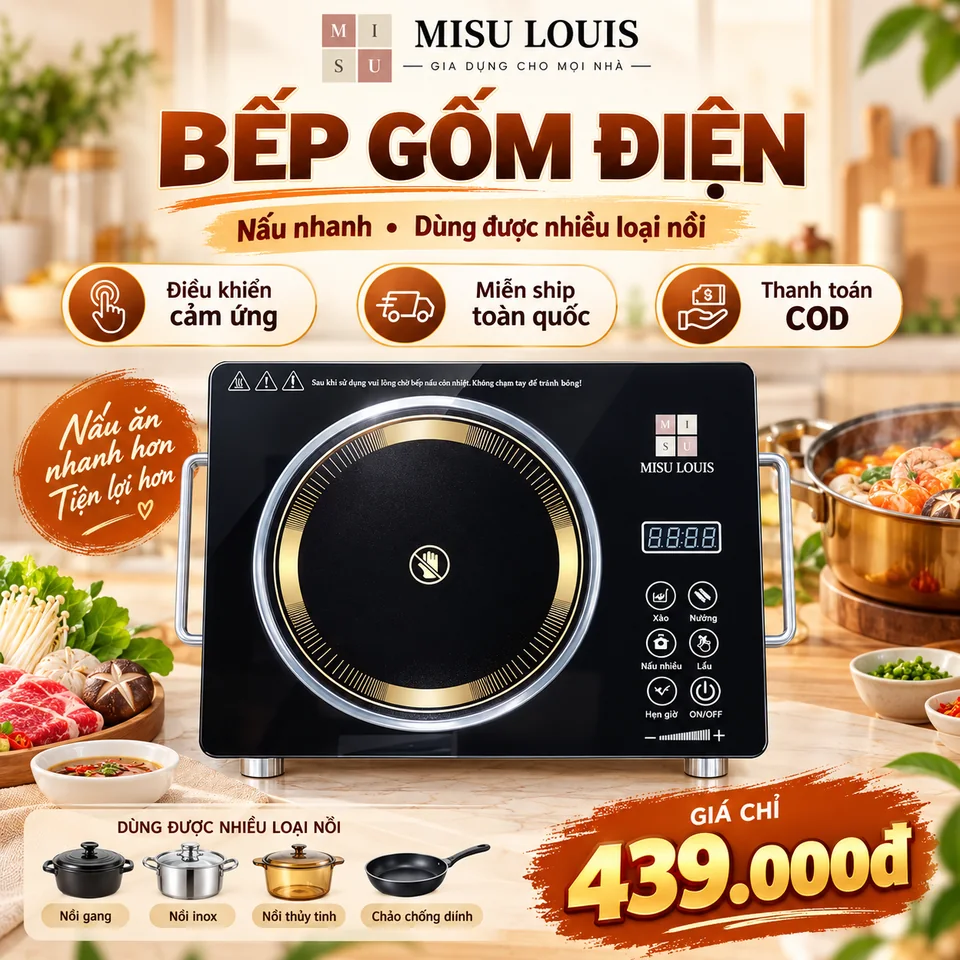 Bếp gốm điện MISU LOUIS ưu đãi 439.000đ